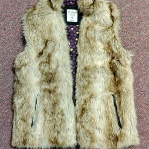 Fur hooded vest